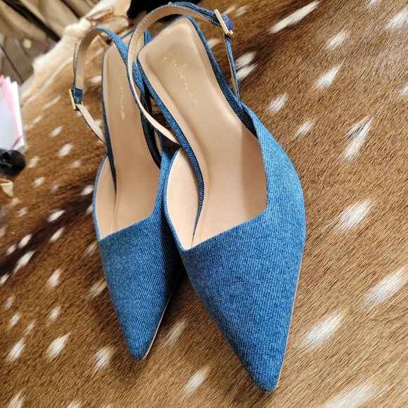 Anthropologie Guilhermina Slingback Kitten Heel in Denim - Picture 13 of 13